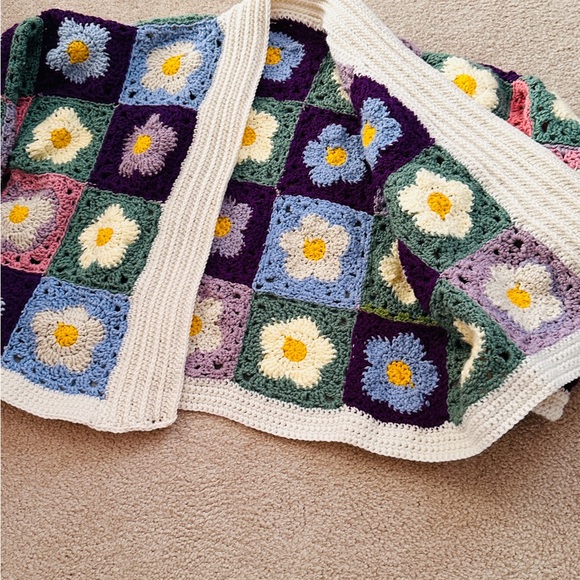 Colorful Crochet Cardigan with Floral Squares - Picture 5 of 7